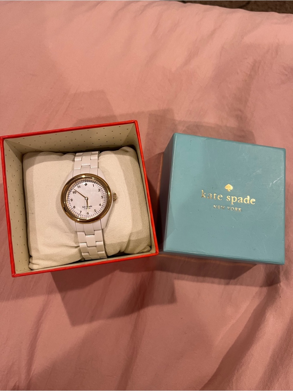 kate spade White Ceramic Watch with Gold-Tone Bezel